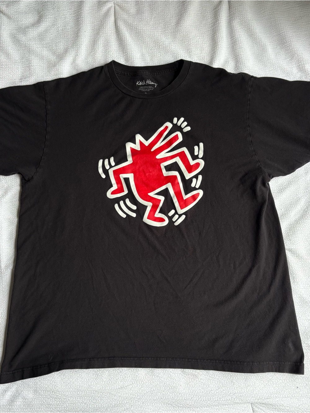 Official Keith Haring ' Red Dog ' Front Print Black T-Shirt Men’s Size XL